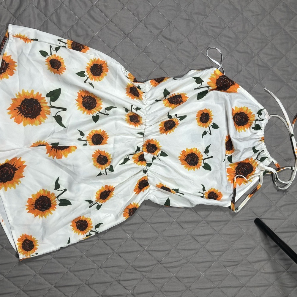 Sunflower Print White Jumpsuit